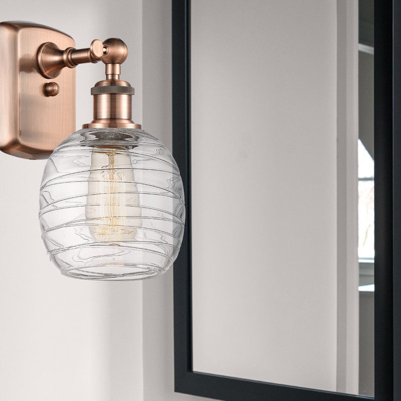 Whelan 1 - Light Dimmable Armed Sconce, Clear Crackle, LED, Polished Nickel