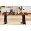 Table de salle à manger 70,9 po rectangulaire imperméable 70 lb, brun rustique et noir, pieds réglables, facile à assembler, acier, idéale pour une table de bureau noire 8 personnes, propre, équilibre des jambes, capacité,