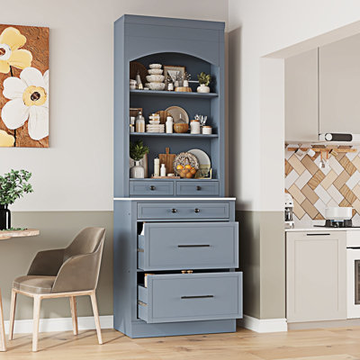 Freestanding Tall Kitchen Hutch Display Cupboard Cabinet