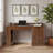 55" Farmhouse Office Desk With Storage Cabinet & Charging Station (Not Include Stools)