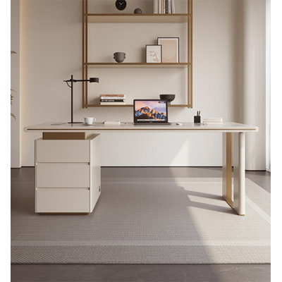 Creamy Modern Desk with Three Drawers
