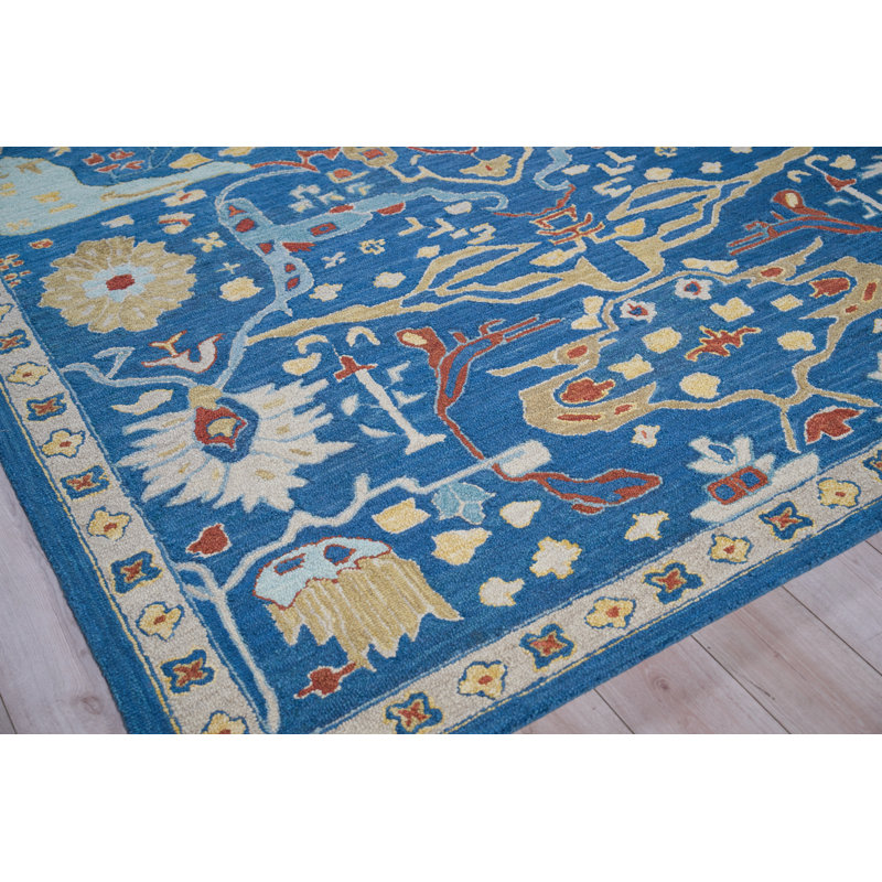 Hamilton hand-tufted New Zealand Wool Navy/Multi Area Rug, Rectangle 12' x 15', Navy