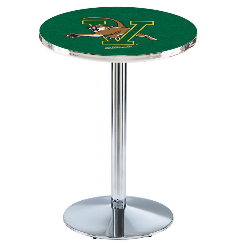 Round Metal Base Dining Table, Chrome, University of Vermont