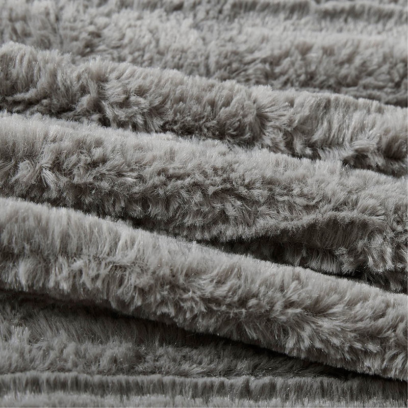 Fur Down Alternative Comforter Mini Set, Gray, King Comforter + 2 Additional Pieces