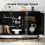 Buffet cannelé avec 3 portes et armoire d'appoint avec tablettes réglables pour le salon-1550407160