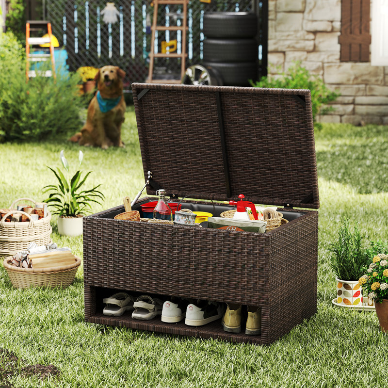 Costway 0.01cm W 180L Deck Box in Brown