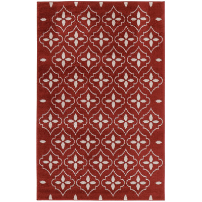 Nourison Essentials Brick/Ivory Indoor/Outdoor Area Rug