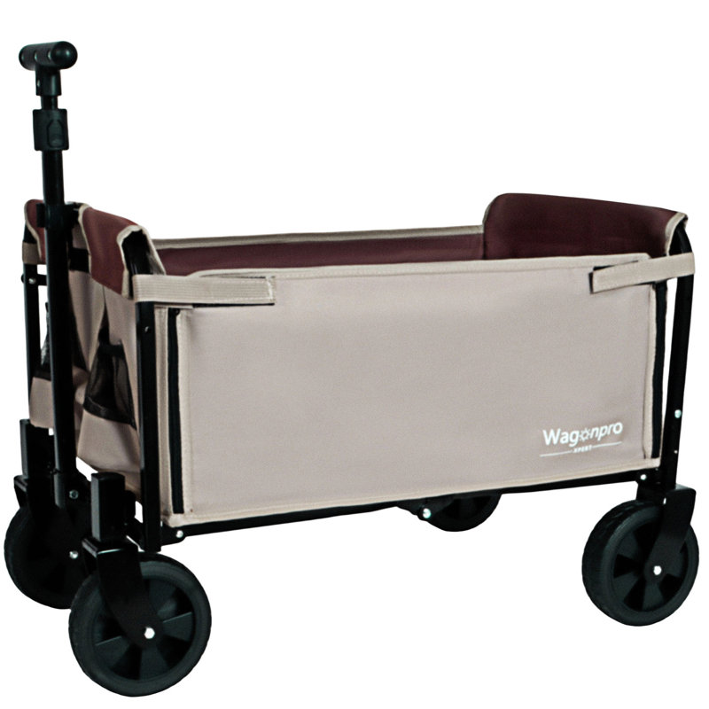 Convertible Folding Camping Wagon Cart, Beige Brown