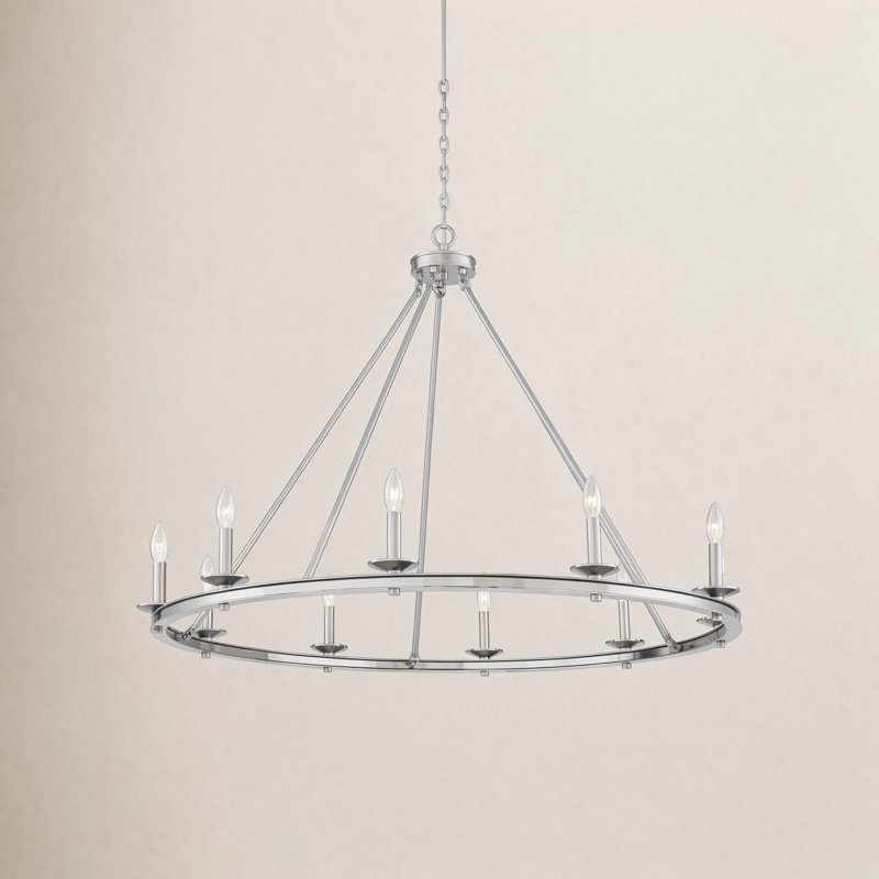 Poynor 10-Light Chandelier, Nickel satiné