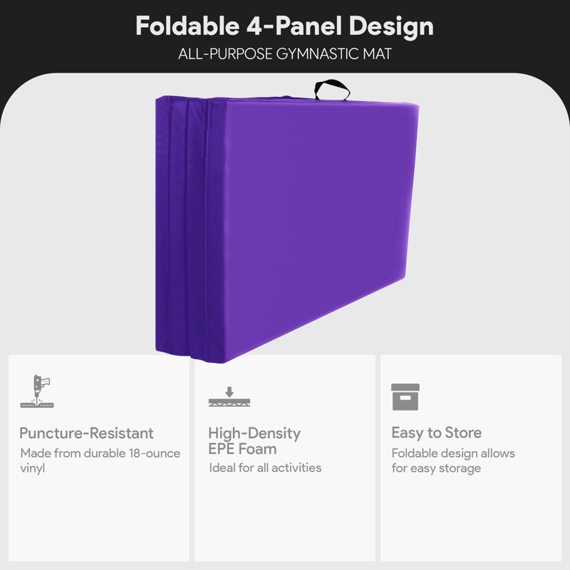 Purple 120" x 48" Vinyl Folding Gymnastics Exercise Mat