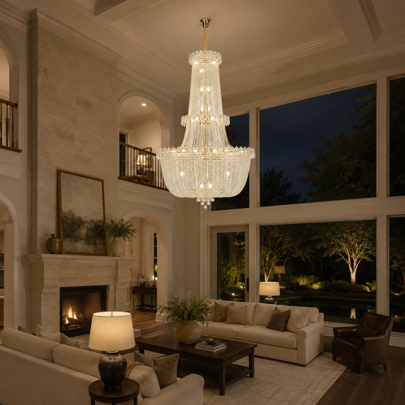 Lustre Empire à 35 lumières en cristal K9 à intensité variable, H 62,99 po x l 39,37 po x P 39,37 po
