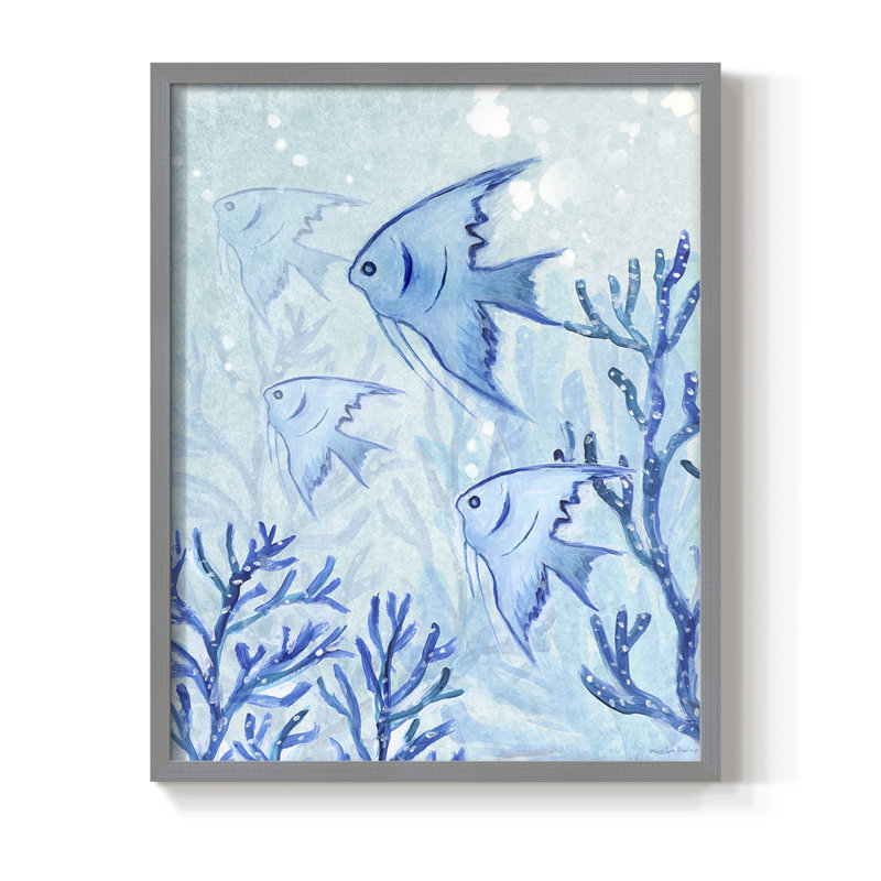 «Angel Fish II», reproduction encadrée - bois massif, H 30 po x l 24 po, Gris