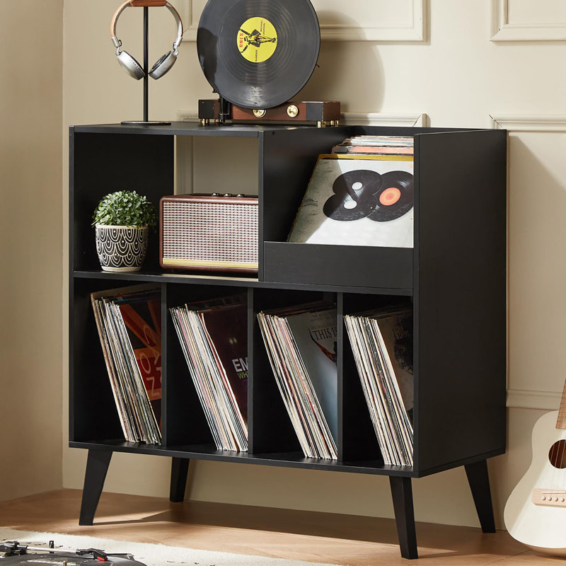 Large Record Player Stand, Black