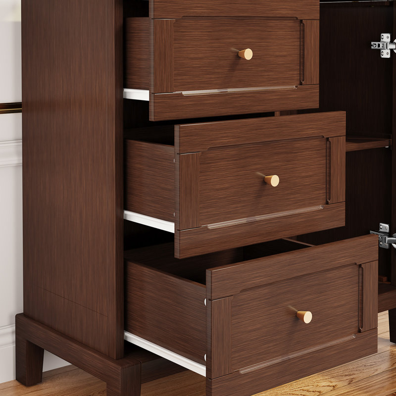 Armoire avec 3 tiroirs, buffet en bois pour le salon, le vestibule et la chambre à coucher, Brun