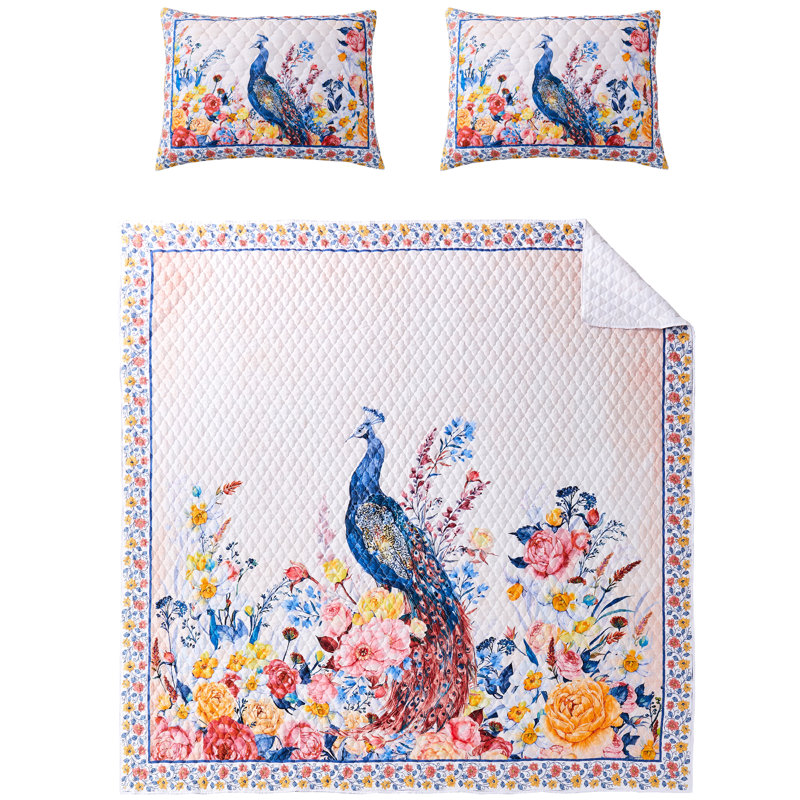 Huntington Blue King Microfiber Reversible Quilt Set