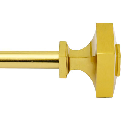   Tringle à rideaux pour fenêtre 18 - 44 po, tringle à draperie extensible en métal robuste de 3/4 po, tringle à rideau réglable avec embouts carrés décoratifs pour le salon, or chaud