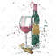 Toile de bouteille de vin rouge | Décoration de cuisine gastronomique - encadrée