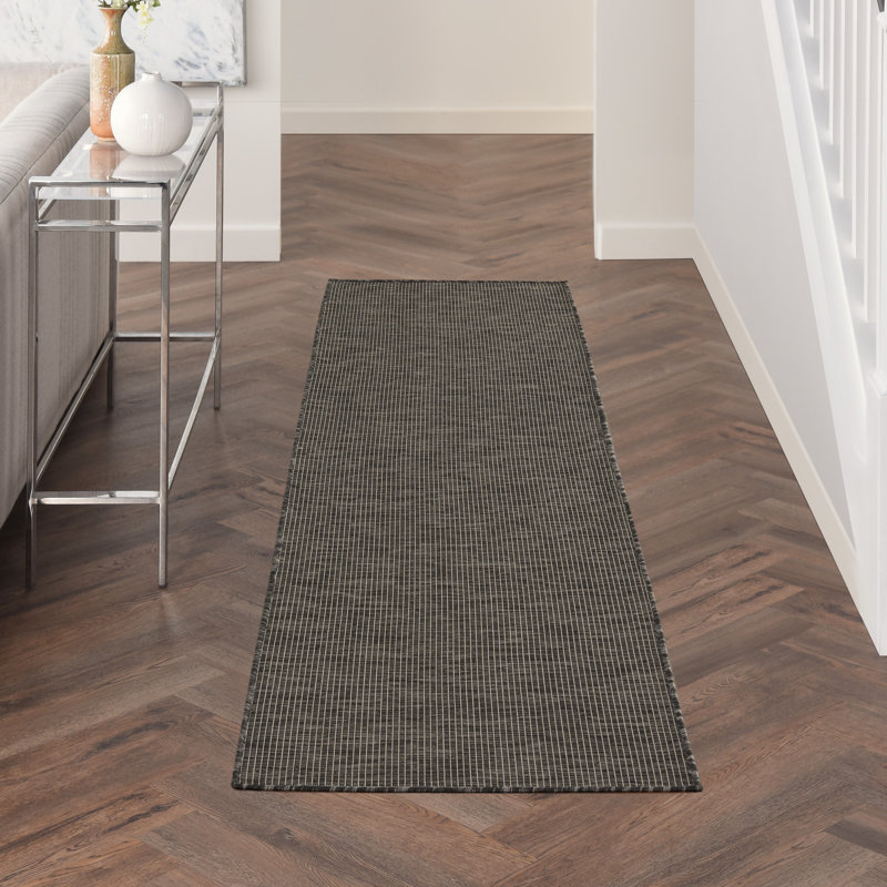 Lillehammer Solid Indoor/Outdoor Area Rug, Runner 2' x 6', Charcoal
