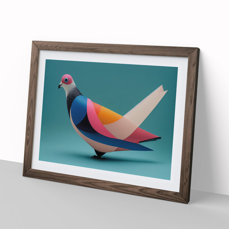Abstract Pigeon Bird Vol.3 - Framed Print, 25cm H x 34cm W x 2cm D, Walnut