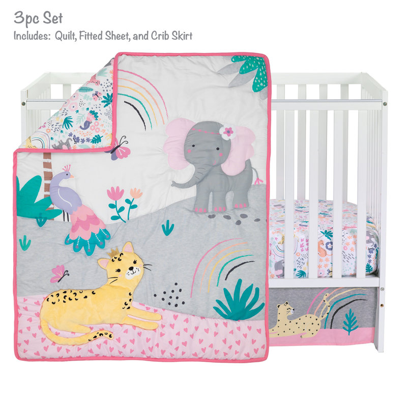 Ensemble de literie pour lit de bébé 3 pièces Rainbow Jungle
