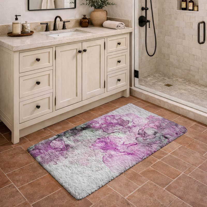 Premium Machine Washable Dream Shag ADS520 Watercolors Rug, Pink, 2'6" x 3'10"