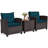 3 Pcs Patio Rattan Furniture Set Cushioned Conversation Set Sofa-865104899