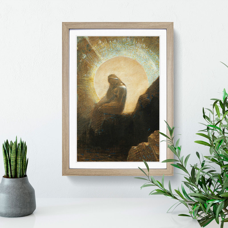 Melancholy by Odilon Redon - Picture Frame Painting, 48cm H x 36cm W x 2cm D, Oak Framed