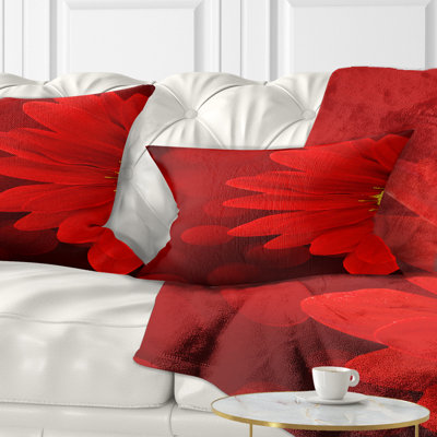 Fleur rouge avec fond illuminé - Coussin décoratif imprimé floral