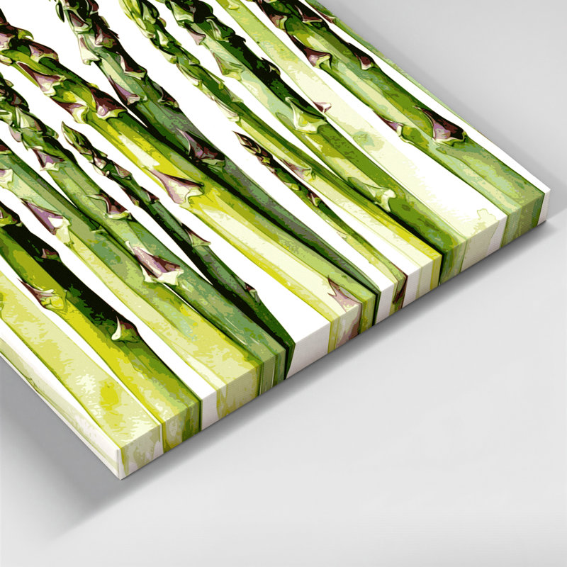 Art végétal sur toile vert légumes asperge, H 11 po x l 14 po
