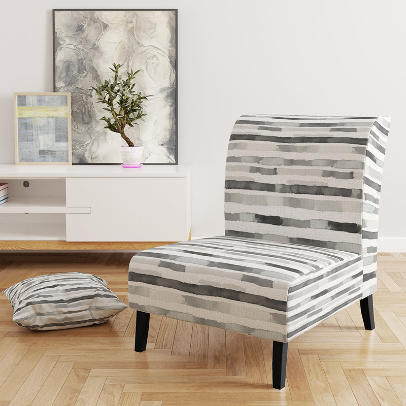 Fauteuil de chambre rayé gris et blanc Featherlight Lines, Pantoufle sans accoudoirs