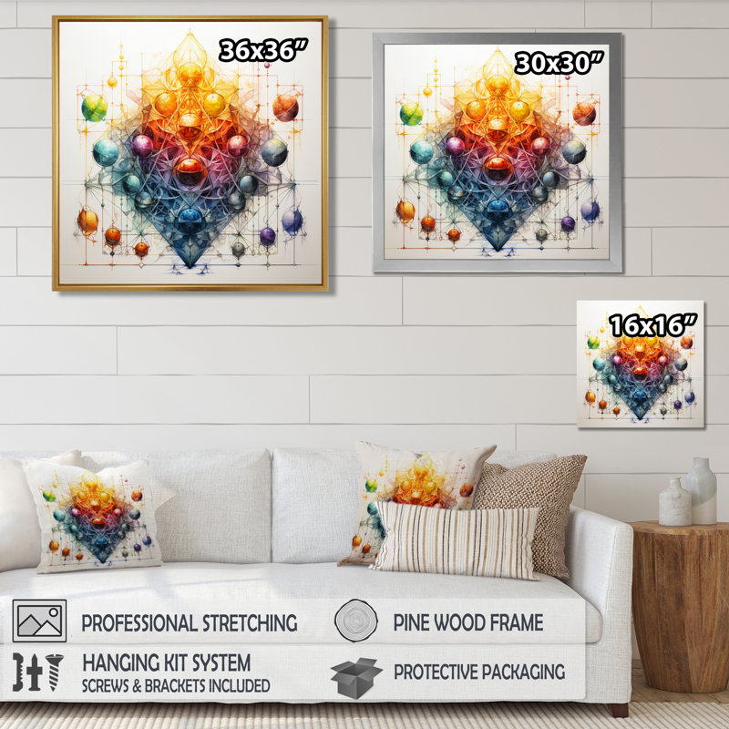Chakra alchimie - méditation, impression d'art mural, H 16 po x l 16 po, Cadre flottant noir