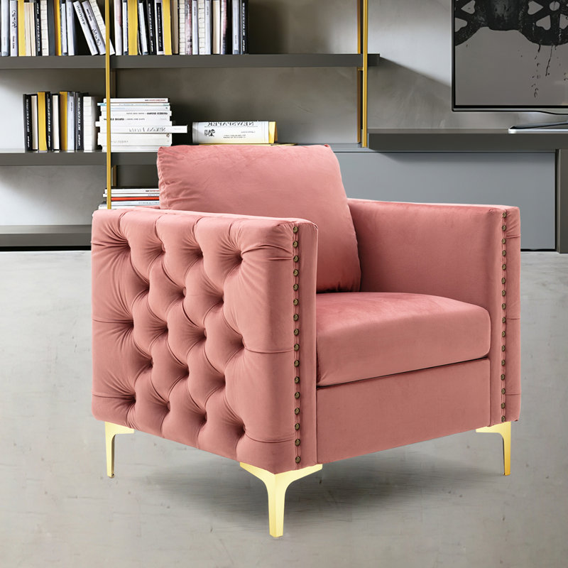 Hal Velvet Armchair, Pink