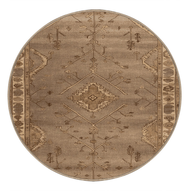 Tapis brun lavable à la machine, Rond 7 pi