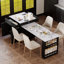 Îlot de cuisine avec table de salle à manger extensible, table de cuisine bicolore avec rangement double, prise de courant-52017186
