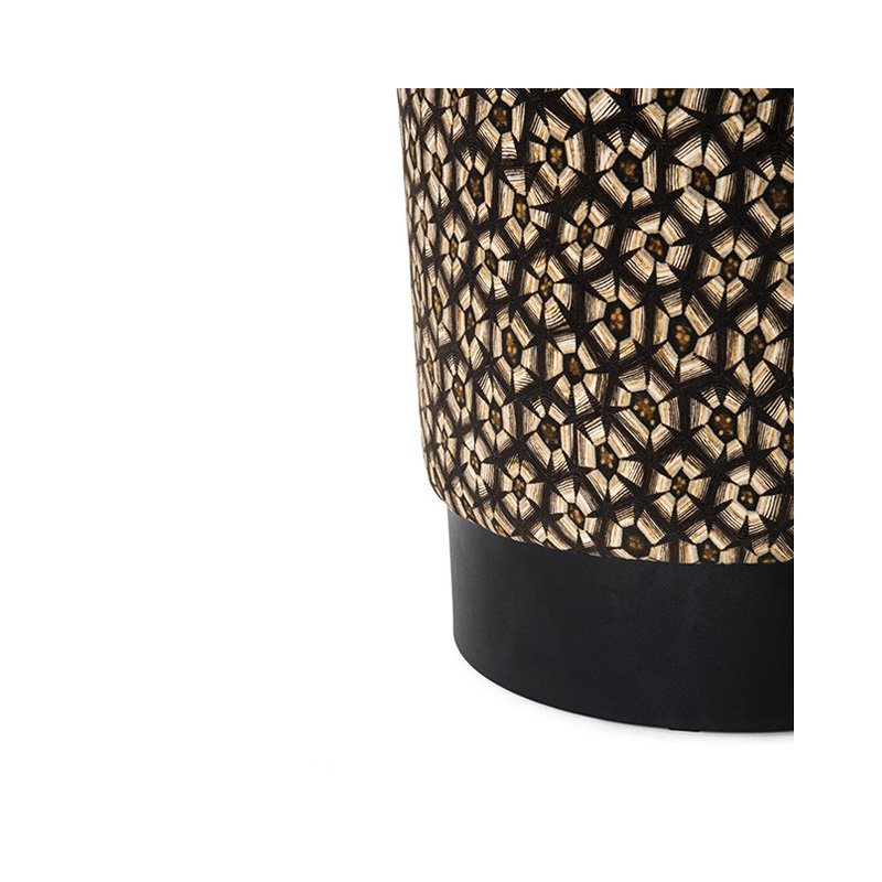 Ardmore Velvet Fabric Pouf on Black Metal Base, Silver