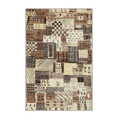 Tapis beige/brun contemporain