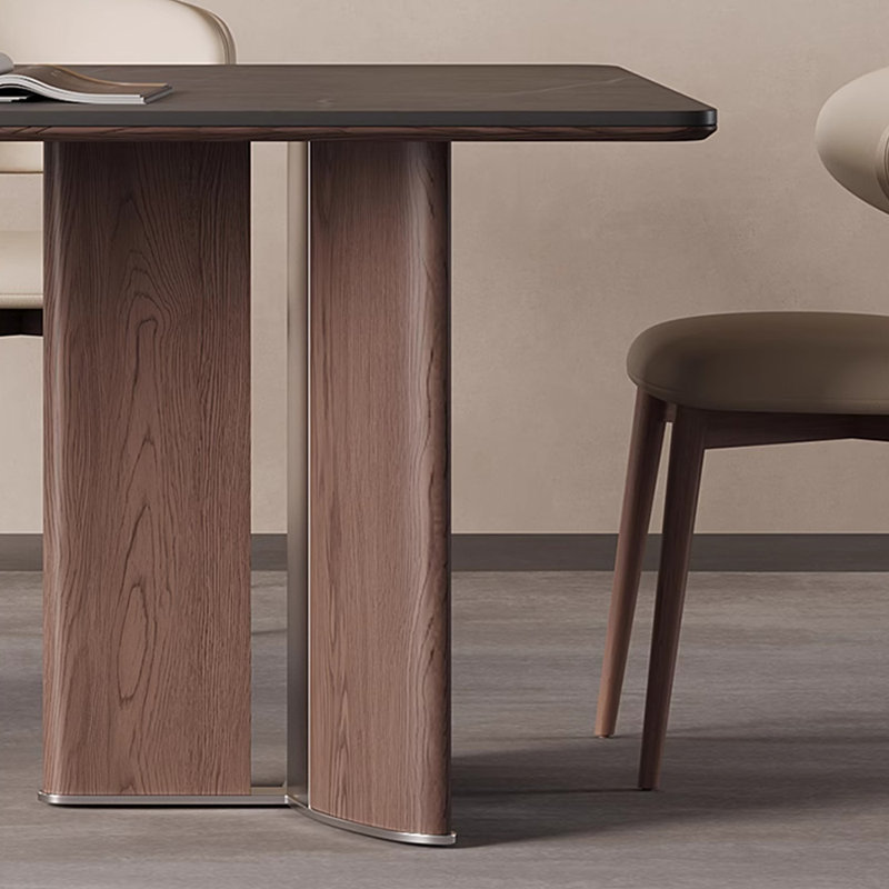 Rectangular solid wood rock slab dining table, 29.52"H x 62.99"L x 31.49"W