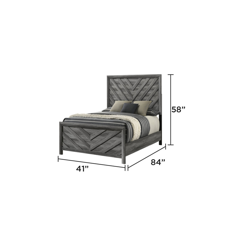 Lit simple Denver de style moderne en bois gris (NJ INVENTory)