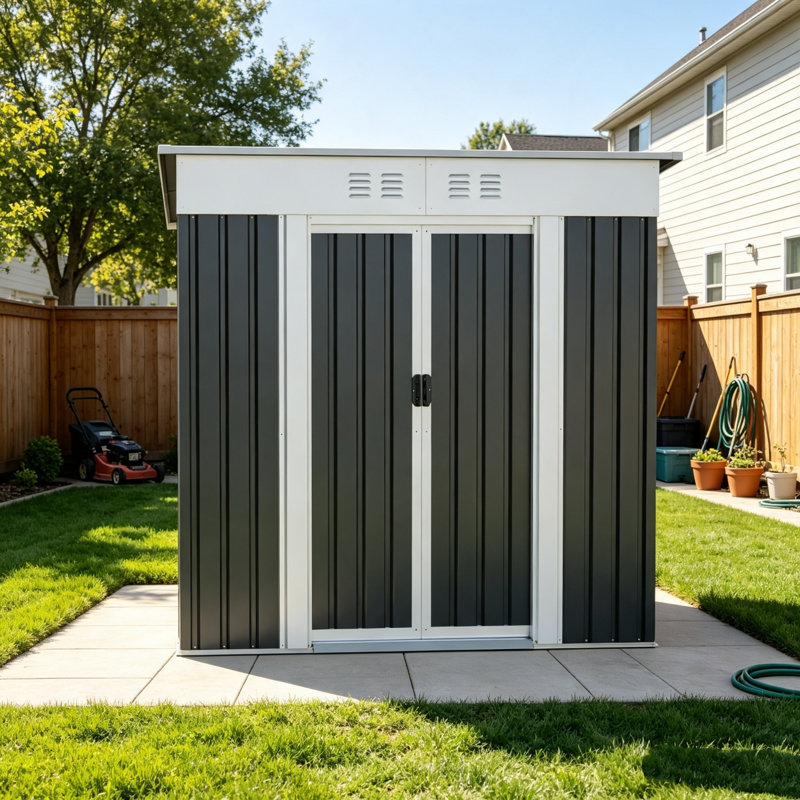 Remise de jardin 6 x 4 pi pour rangement de patio Abri de porte en métal