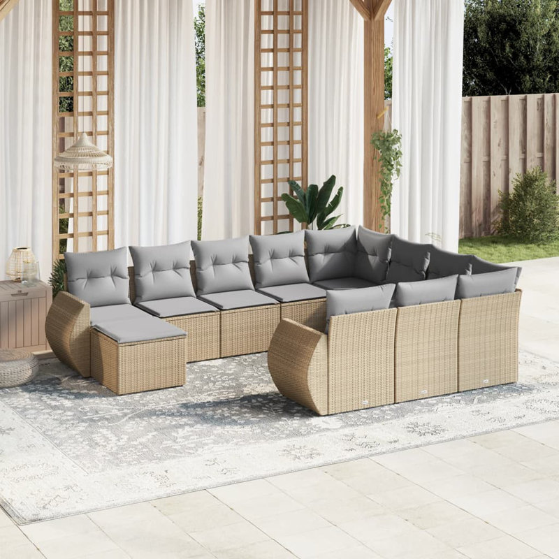  Ensemble de canapé de jardin modulaire en PE rotin beige