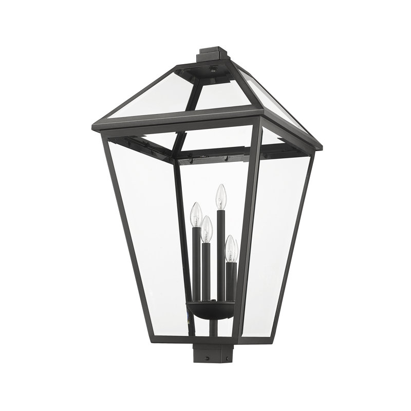 Luminaire d'extérieur 4 lumières Injum, H 33,75 po x l 19,25 po x P 19,25 po, Noir, Biseauté