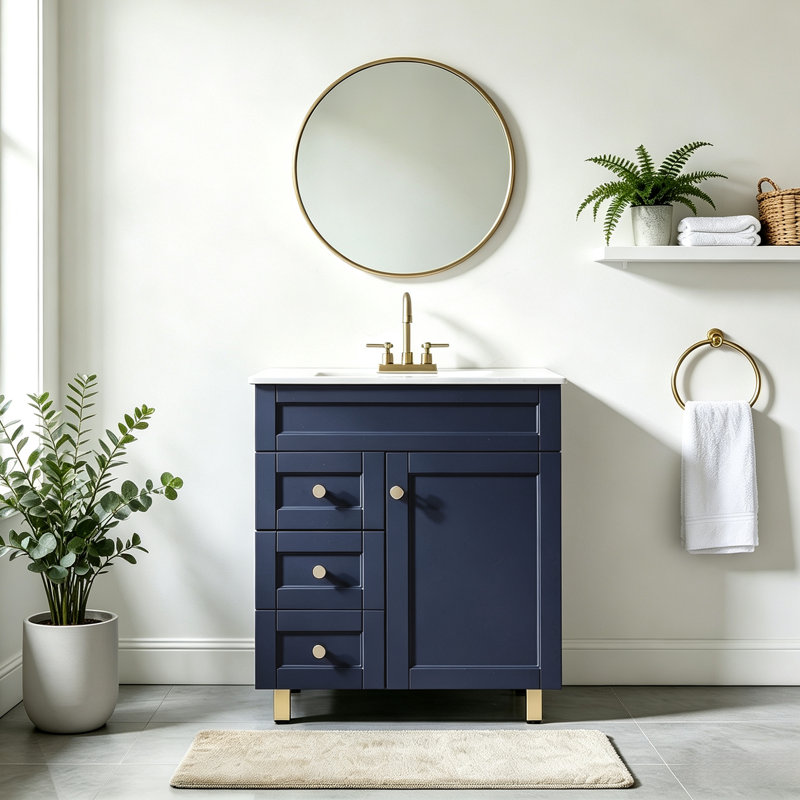 30"Modern Blue Free-Standing Single Bathroom Vanity Set