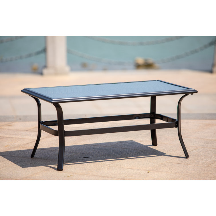 Table basse de patio avec verre Lexa