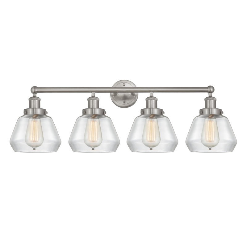 Éclairage de salle de bain 4 lumières à intensité variable Rivka, Transparent, Nickel satiné brossé