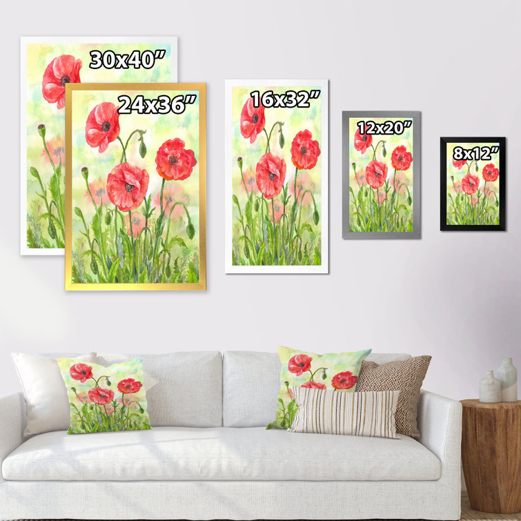Winston Porter Blossoming Red Poppies Framed On Canvas Painting | Wayfair