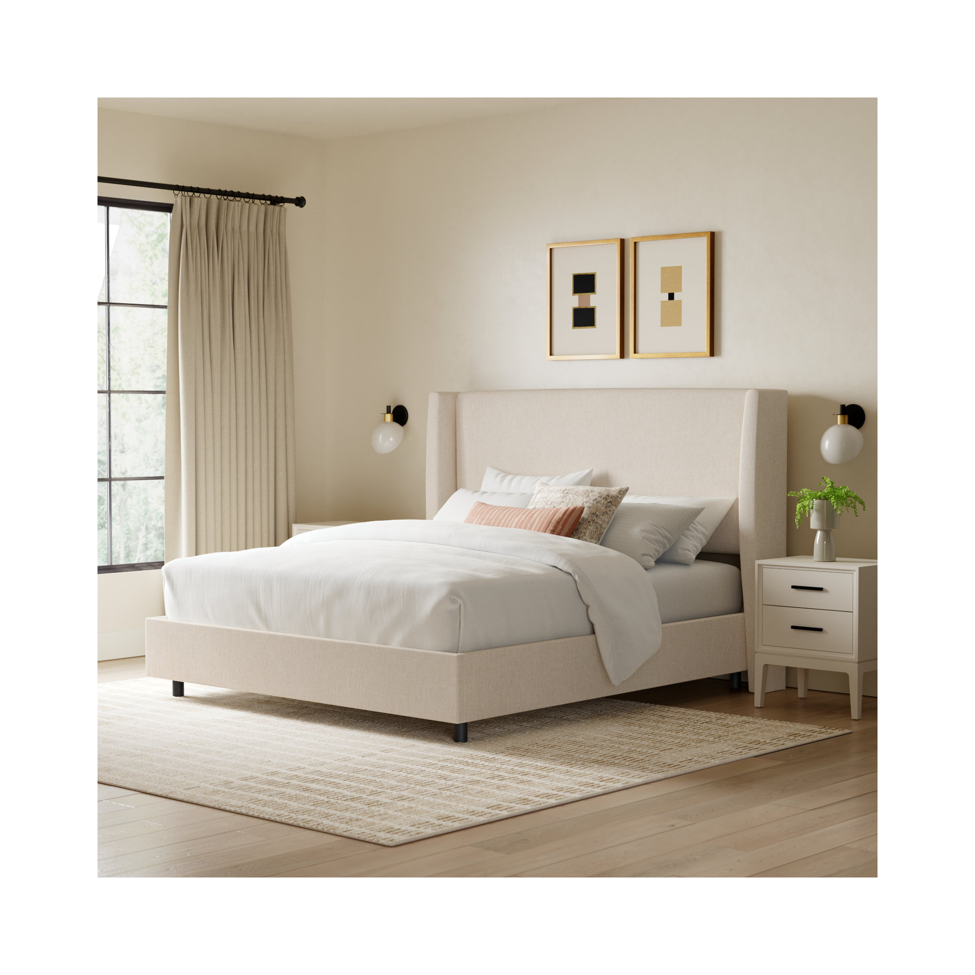 Tilly Upholstered Bed, California King, Classic Talc Linen