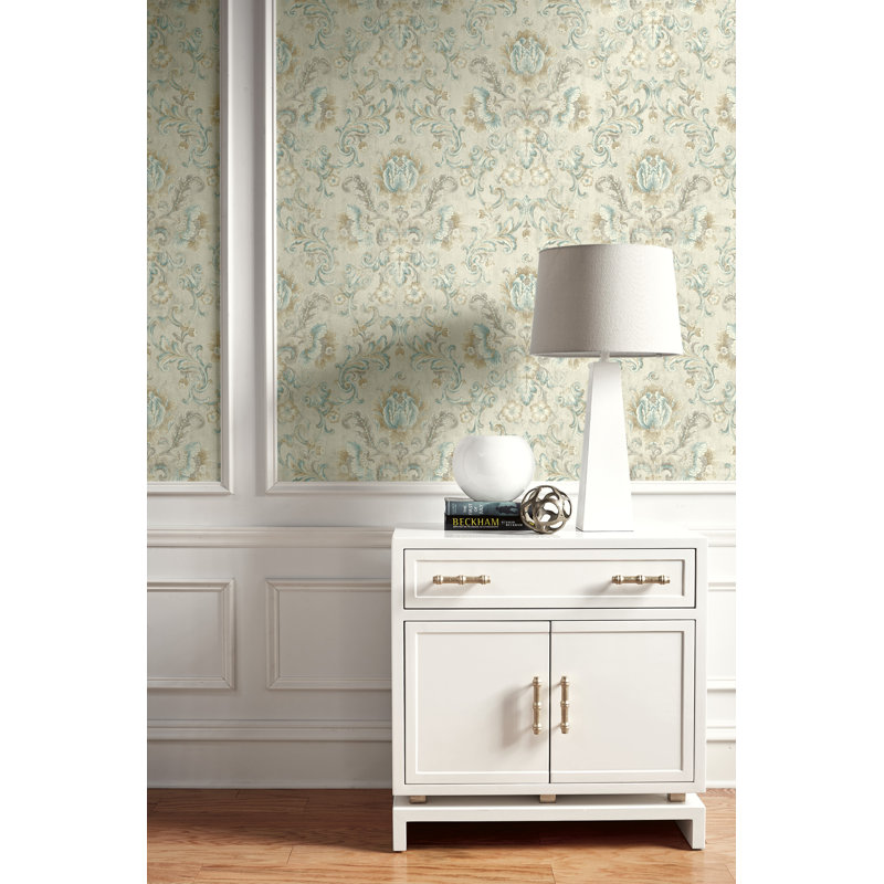 Rouleau de papier peint floral L 27 pi x l 27 po Gabel, Beige / bleu