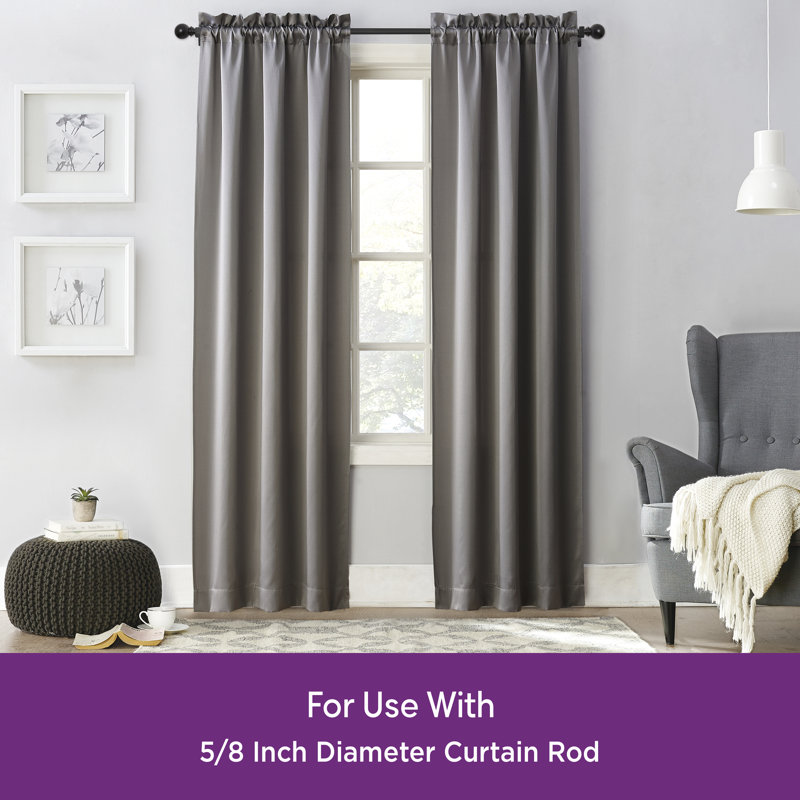 Mounting Bracket Set for 5/8" Diameter Curtain Rods, 1.9" Clearance - Basics by Wayfair™, Black