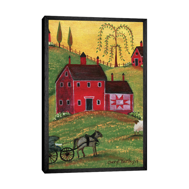 Country Homestead by Cheryl Bartley - Painting on Canvas, Black Framed, 101.6cm H x 66.04cm W x 3.81cm D