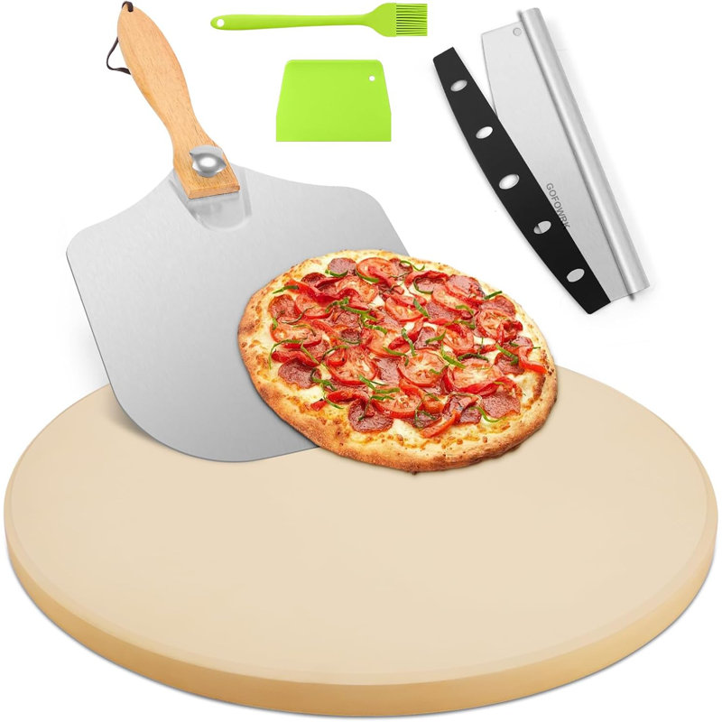 Ensemble de 5 pierres à pizza, ensemble de grandes pierres à pizza rondes pour four de 15 pouces